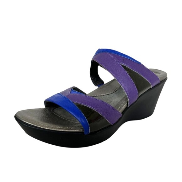 Naot Siren Comfort Wedge Sandals  EU 37 / US 6  Purple Blue & Black Leather - Picture 1 of 13